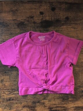 5/$25 Joe Fresh Bright Magenta Knot-Front Short Sleeve Tee 3T